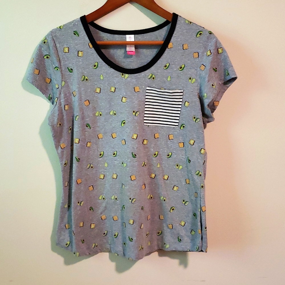AVOCADO TOAST Gray Tshirt with Striped pocket XL